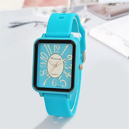Minimalist Sports Square Figures Quartz Grey silicone tape Wristwatches