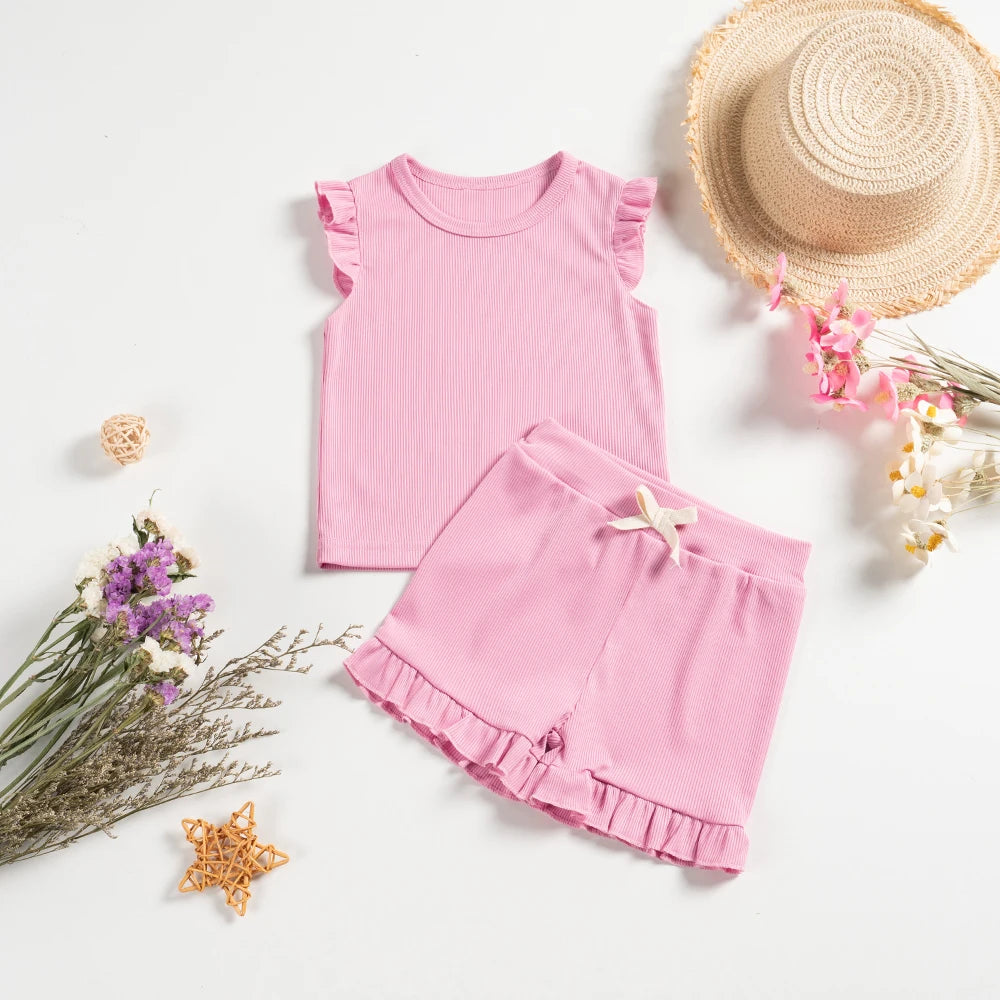 Preschool Girls Casual Short Sleeve Set