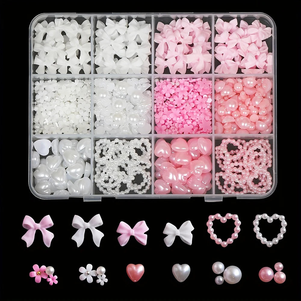 500PCS 3D Nail Art Decoration Kit with Resin Bows