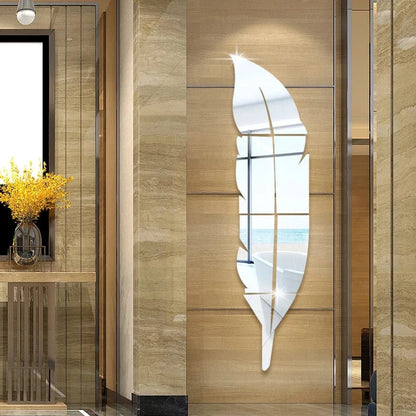 3D Dancing Feathers Mirror Wall Stickers