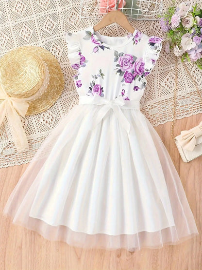 Small Flying Sleeve Printed Dress