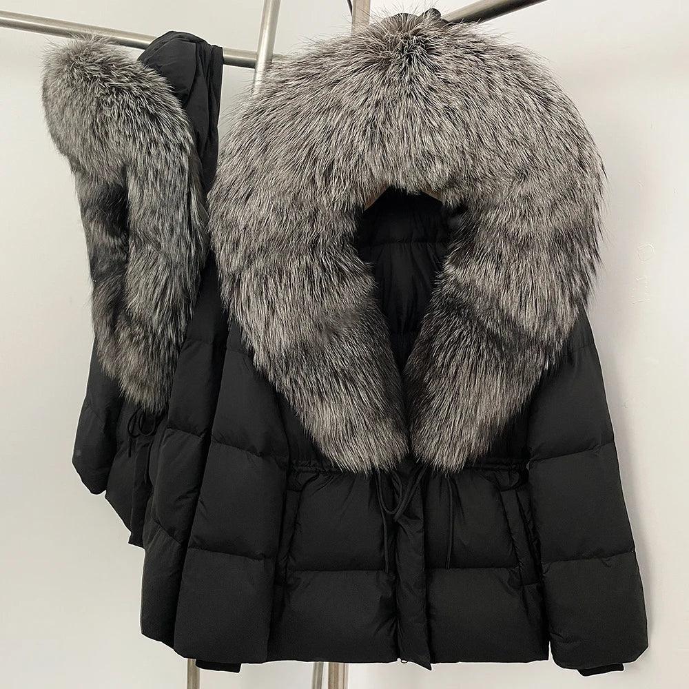 Real Fox Fur Puffer Jacket Coat