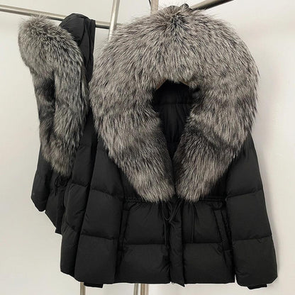 Real Fox Fur Puffer Jacket Coat