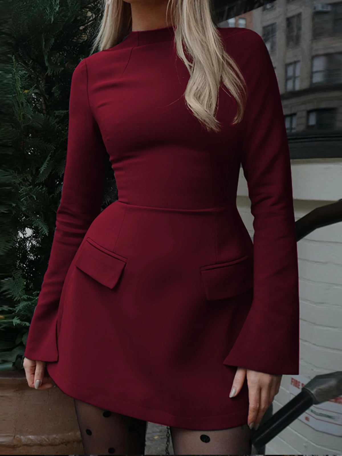Dulzura Long Sleeves Zipper Bodycon Mini Dress