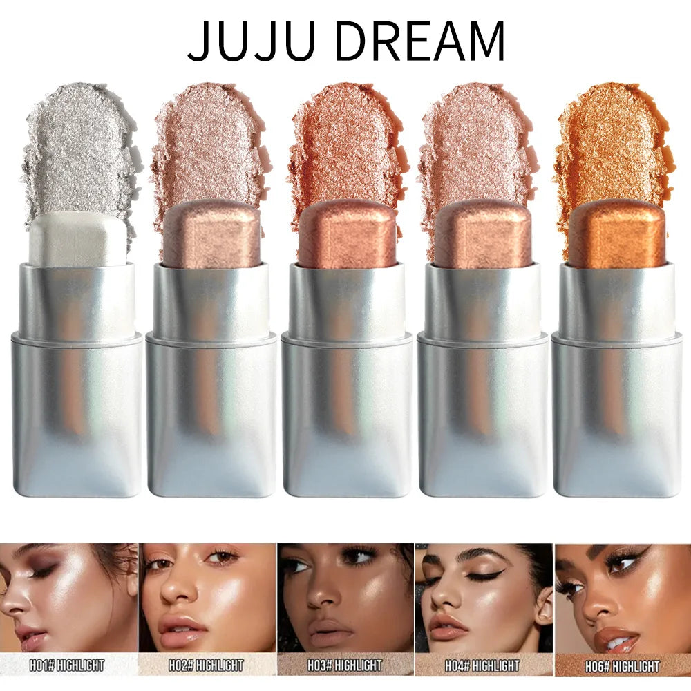 Glowy Highlighter Stick Shimmer Finish Waterproof, Long-Lasting, Easy Blend, Multi-Look, Face & Eye Contour, Skin-Friendly