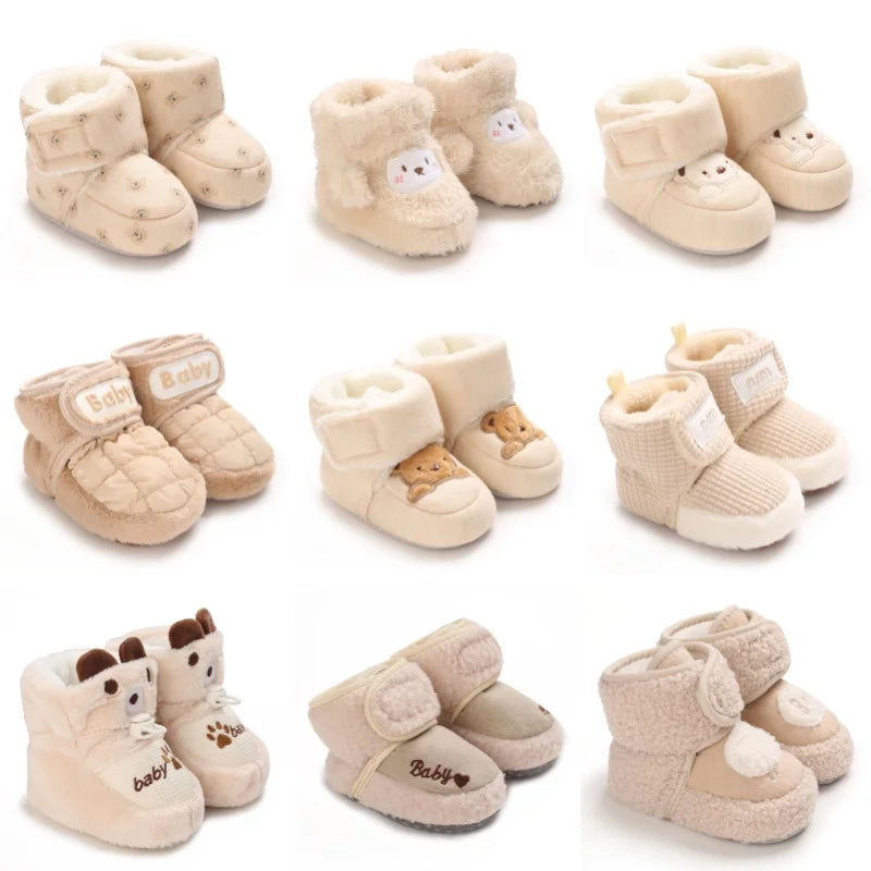 Winter Newborn Boys and Girls Cute Cartoon Cotton with Soft Sole and Warm Boots
