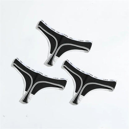3pcs Ribbed Cotton G String Lingerie