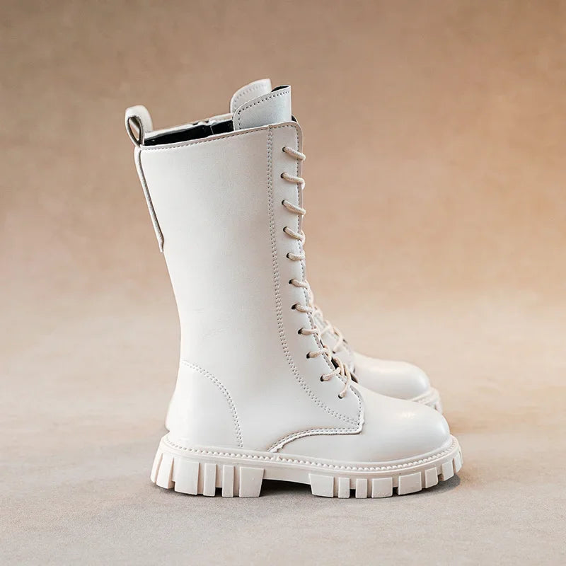 Cool Baby Girls Square Heel Round Toe Mid Boots