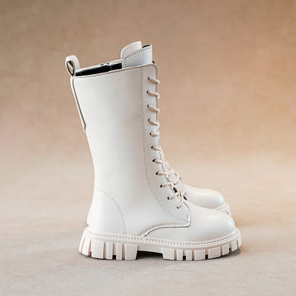 Cool Baby Girls Square Heel Round Toe Mid Boots