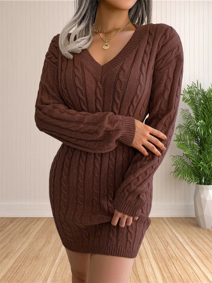 Sweater Cocktail V Neck Knitted Dress