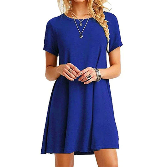 Casual Short Sleeve Loose Mini Dress
