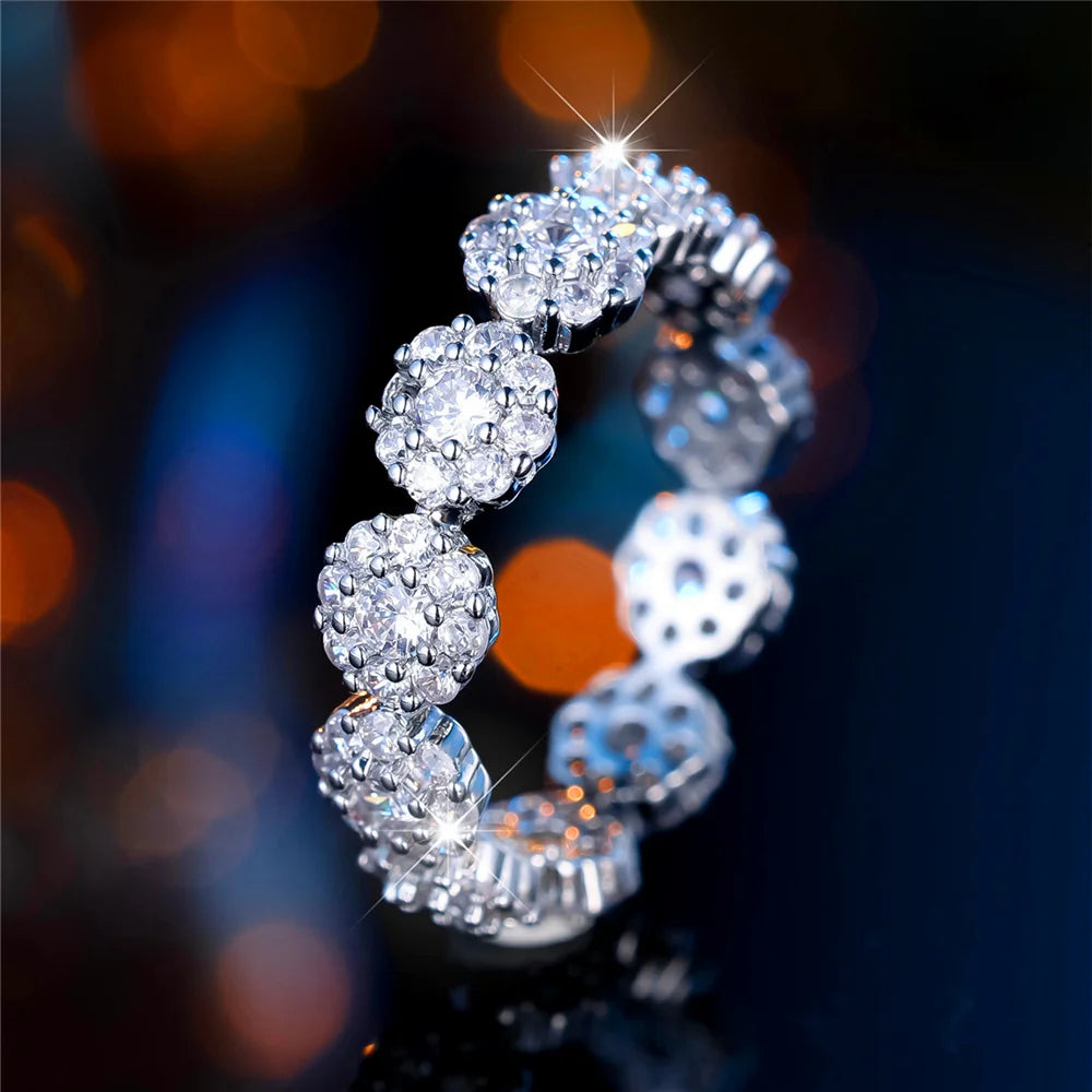 Charm White Zircon Stone Round Vintage Rose Gold Rings