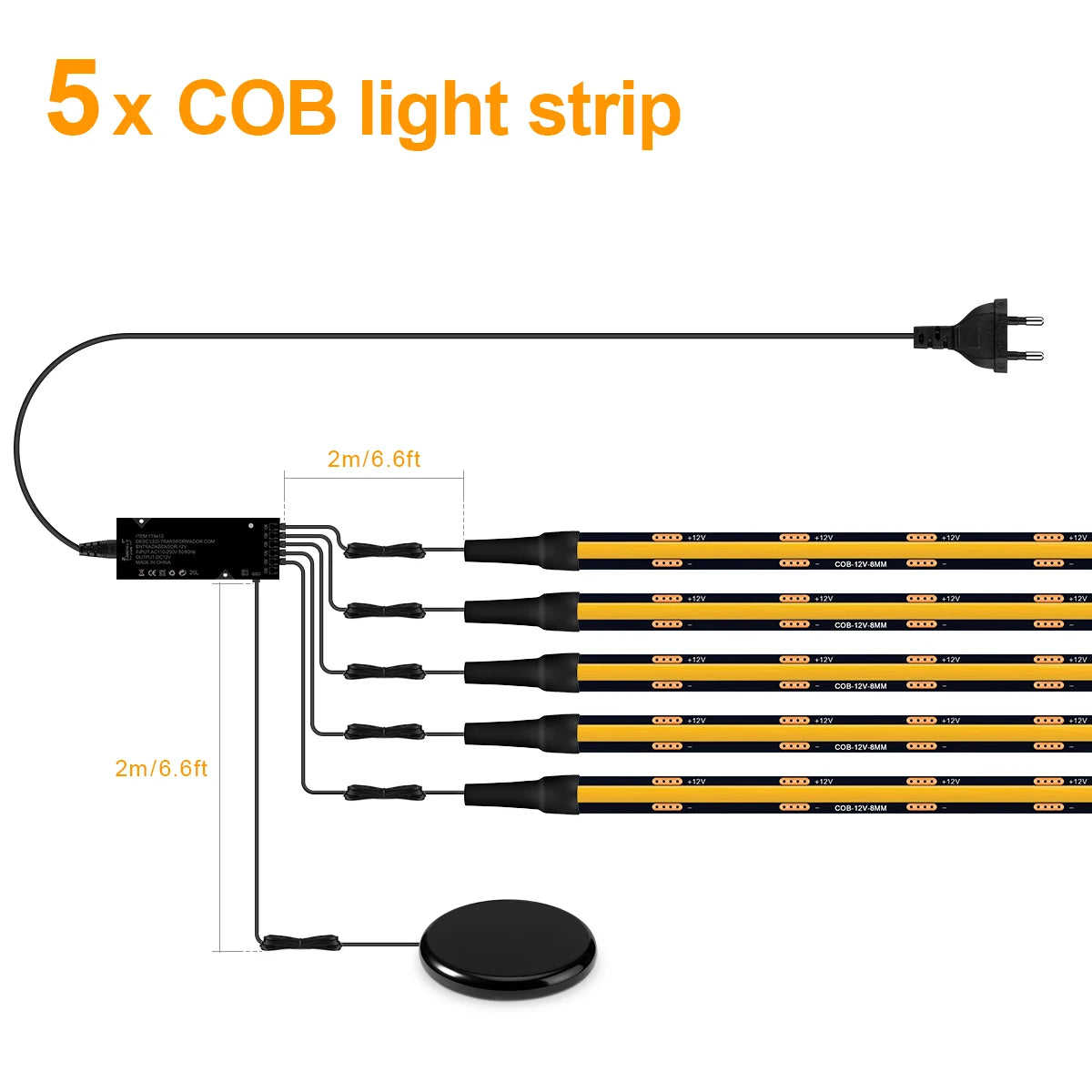 Black PCB FCOB Self-Adhesive COB LED Light Strip