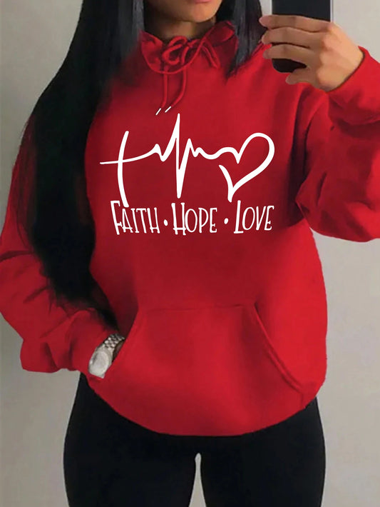 Faith Hope Love Letter Graphic Fleece Pullover