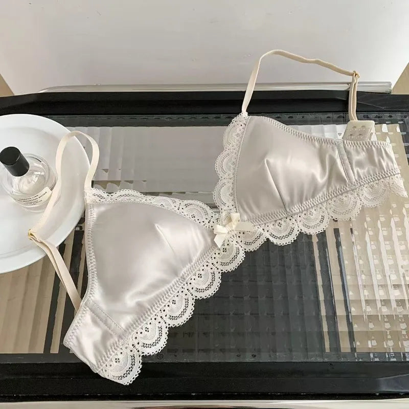 Korean Triangle Cup Bow Lace Bra