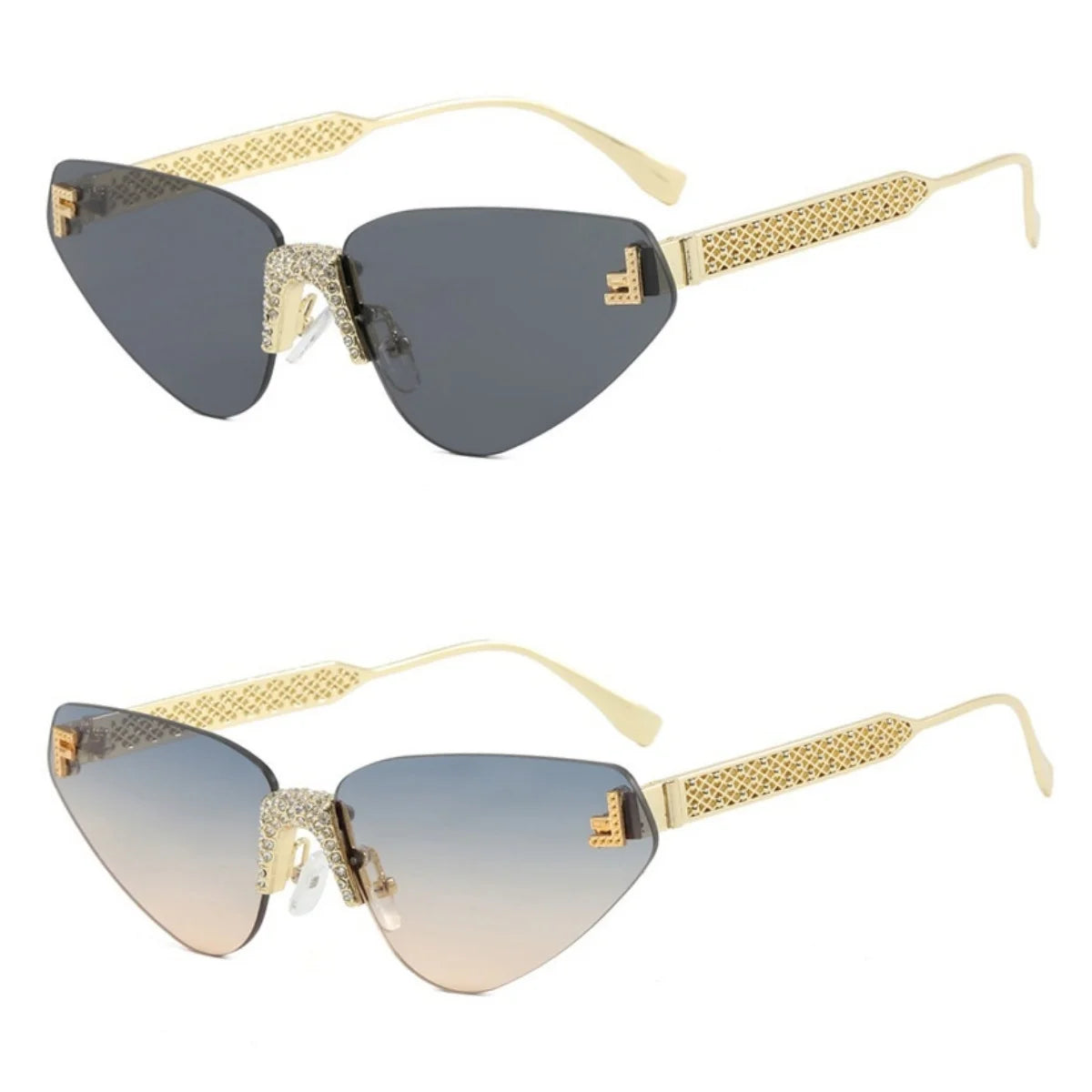 Sexy rimless retro punk metal sunglasses
