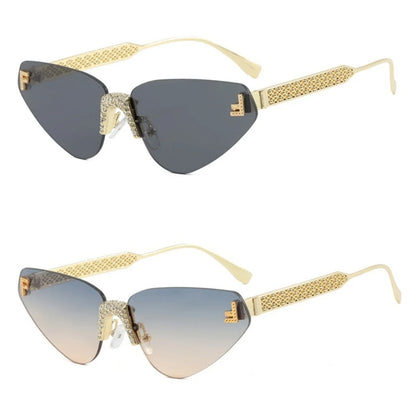 Sexy rimless retro punk metal sunglasses