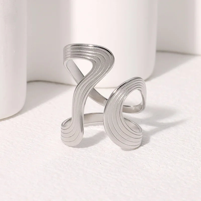 DANA Stainless Steel Irregular Wave Rings