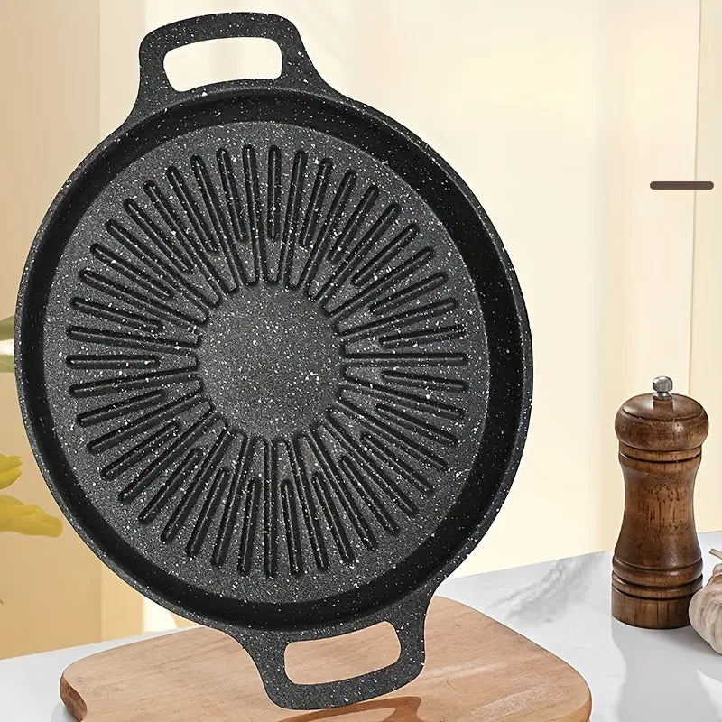 1pcs Carbon Steel Grill Pan Nonstick BBQ Griddle