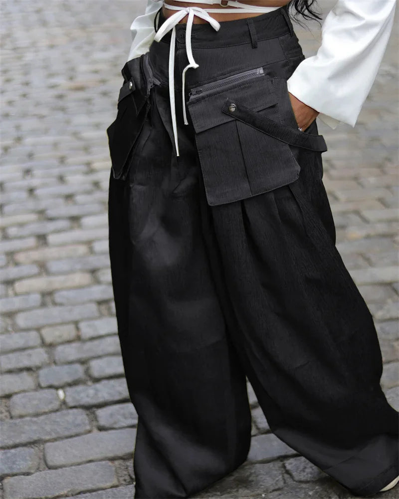 Multi-pocket Loose High Street Wide Leg Pants