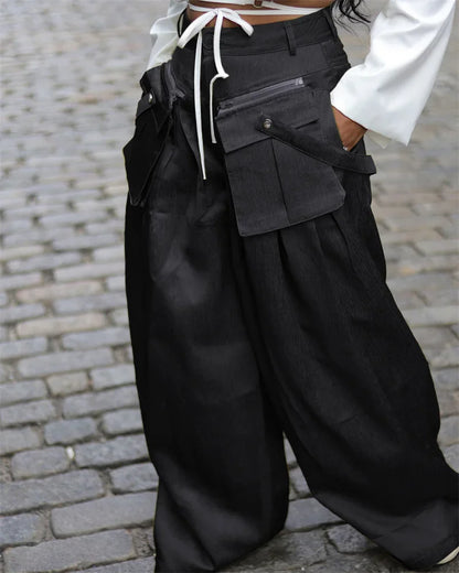 Multi-pocket Loose High Street Wide Leg Pants