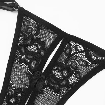 Lace Hollow Out Panties Garter Sexy Lingerie Underwear G-string Set