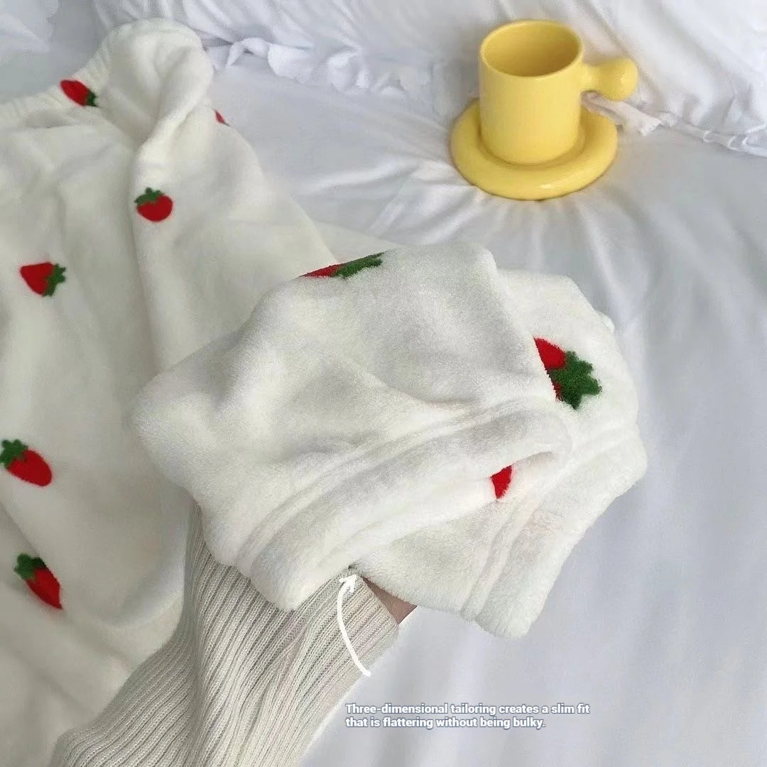 Soft Comfortable Velvet Jacquard Warm Sleepwear Pajama Sets