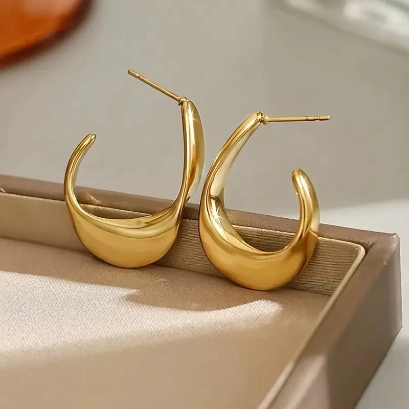 Chunky Golden Stainless Steel Hoop Earrings