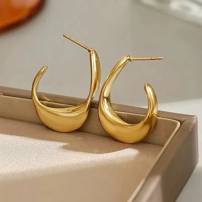 Chunky Golden Stainless Steel Hoop Earrings