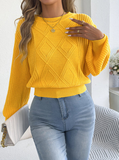 Round Neck Lantern Long Sleeve Knitted Sweaters