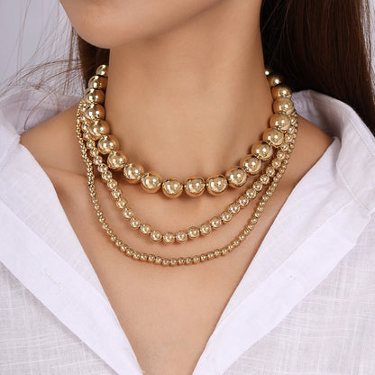 3pcs/set Cool CCB Beads Choker Round Ball Beaded Necklaces