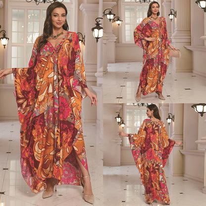 Kaftan Wave Neck Swimsuit Cover Up Caftan Dress