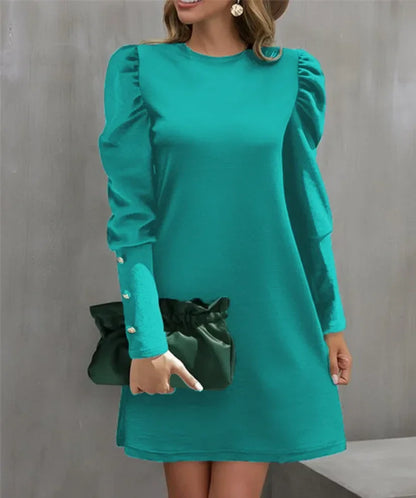 Round Neck Bubble Sleeve Long Sleeve Dress