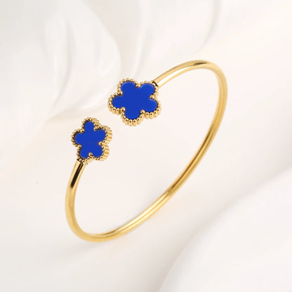Shell Five-Leaf Flower Stainless Steel Bracelet