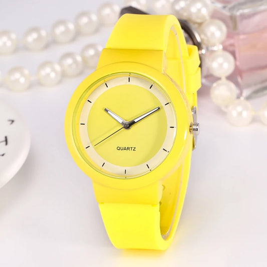Cross border Geneva Simple Casual Candy Color Silicone Watch