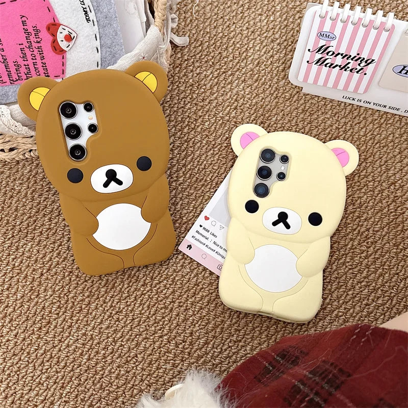 Kawaii Bear Phone Case Samsung Galaxy Cartoon Soft Silicone Cover