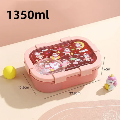 Cartoon Lunch Box of Students Sealed and Leak Proof Bento Box