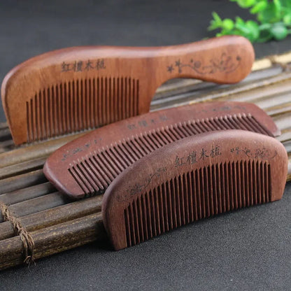Natural Peach Solid Wood Anti-Static Hair Brush