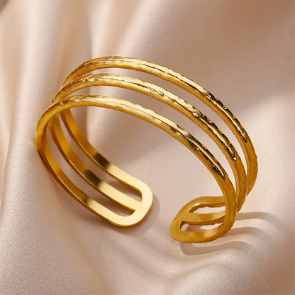 DANA Gold Chunky Flower Cuff Bangle Bracelet