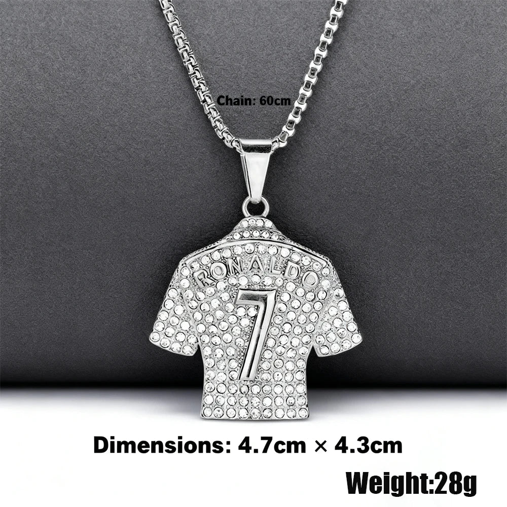 Hip Hop Style Number 7 Jersey Zircon Pendant Alloy Necklace