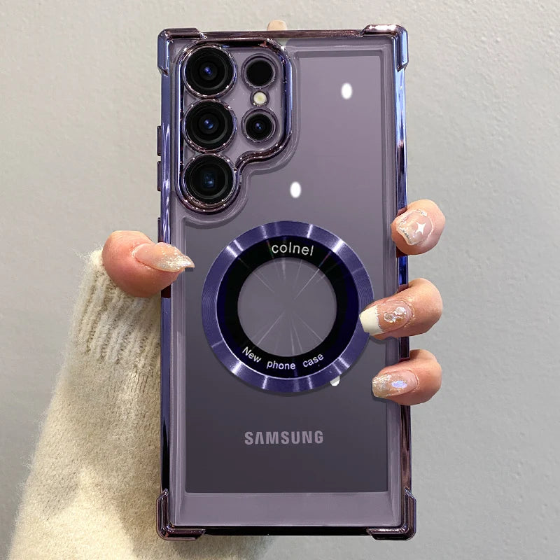 Plating Magnetic Wireless Charge Case For Samsung Cover