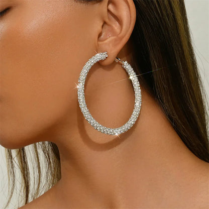 Big Full Crystal Circle Hoop Earrings