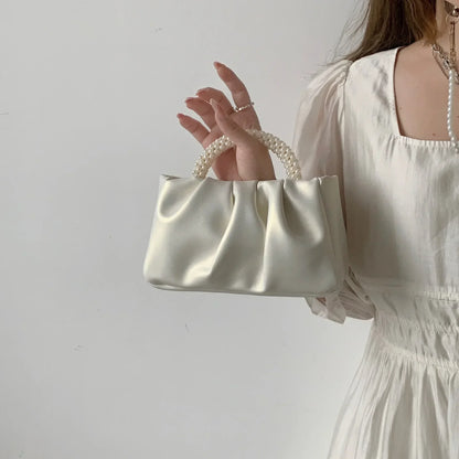 Pearl Handle Clutch Purse Handbags Luxury Square Shoulder Bags