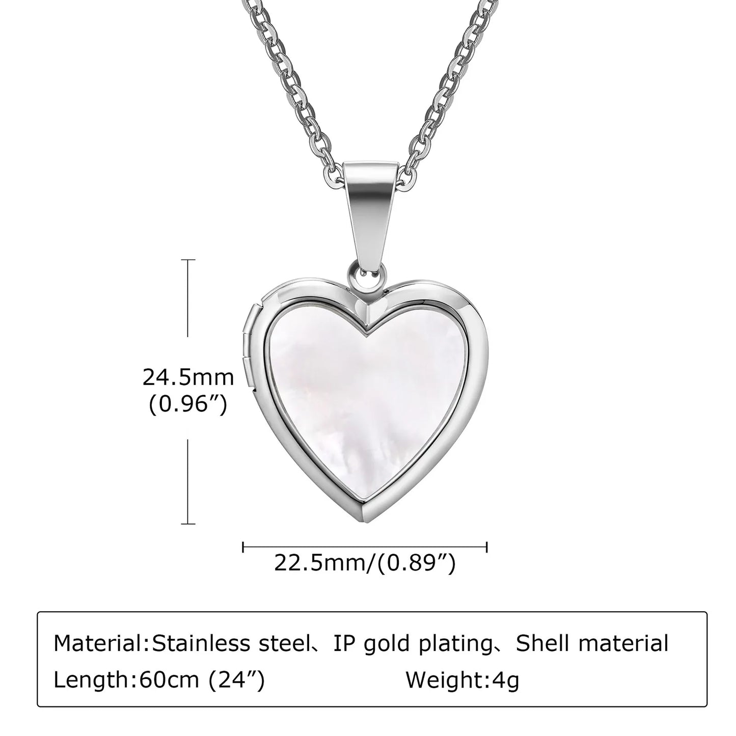 Photo Frame Glossy Stainless Steel Necklaces