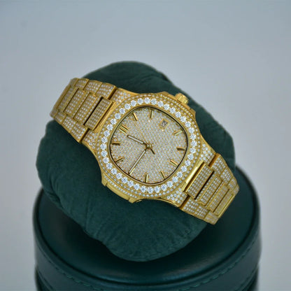 Luxury Diamond Sapphire Glass Steel Mechanical Movement  Wristwatch