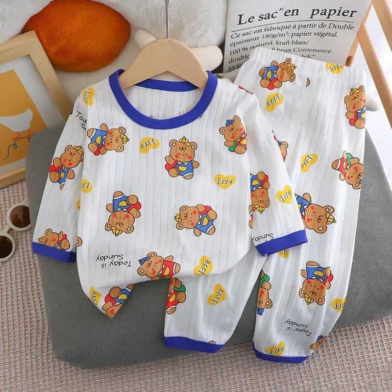 Baby Long-sleeved Cotton Thin Pajamas Set