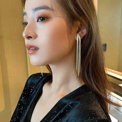 Long Tassel Clip on Bridal Earrings