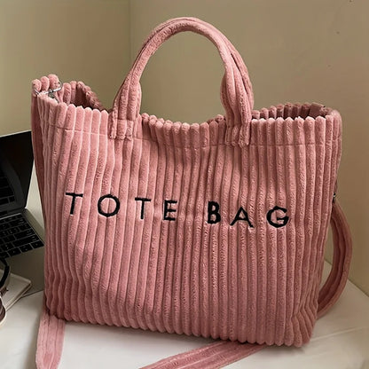 Large Capacity Striped Velvet Handbag Shoulder Crossbody Bags