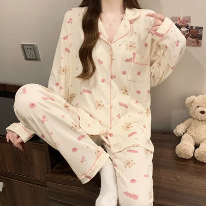 Love Cardigan Pajamas Long Sleeve Set