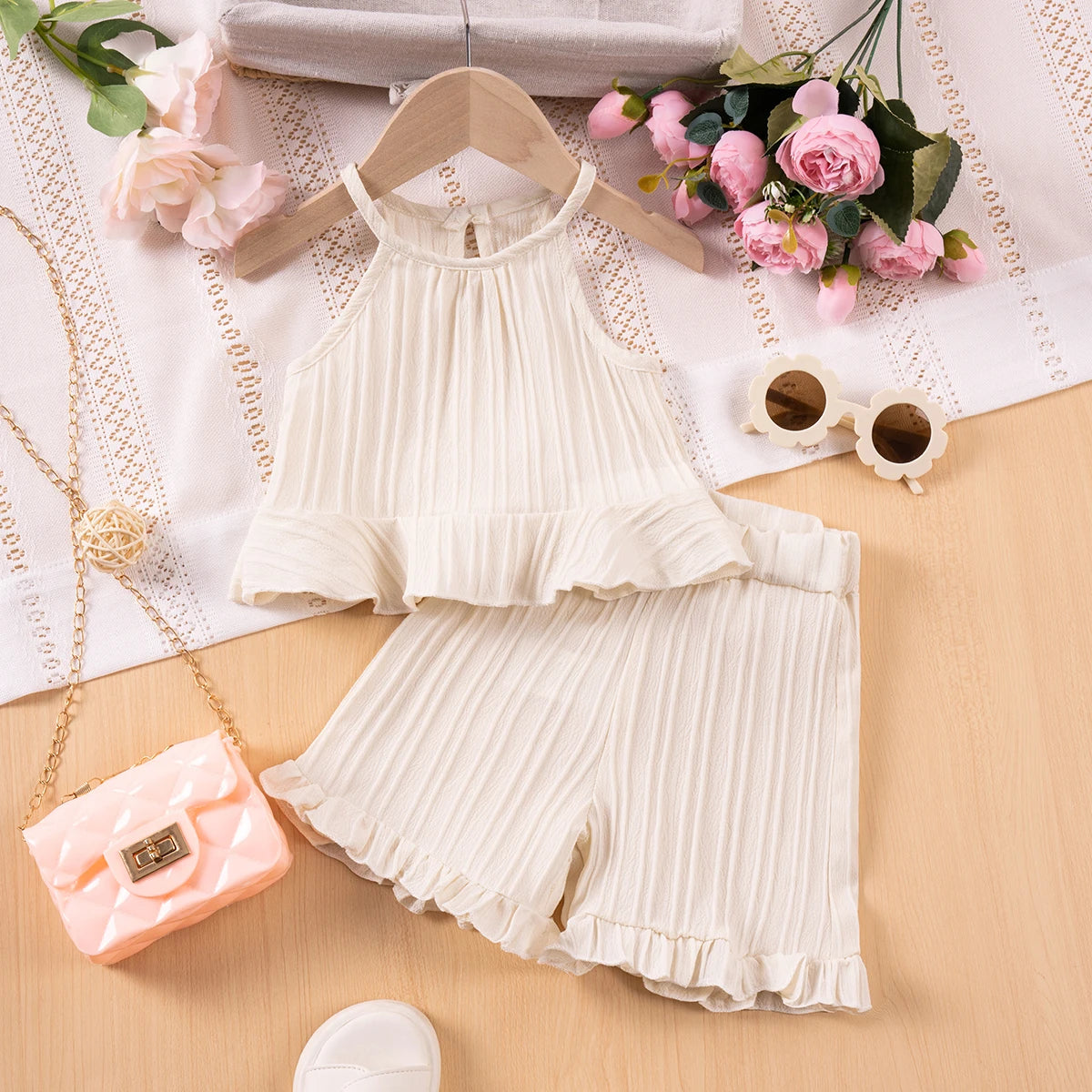 Sleeveless Ruffle Toddler Girls Set